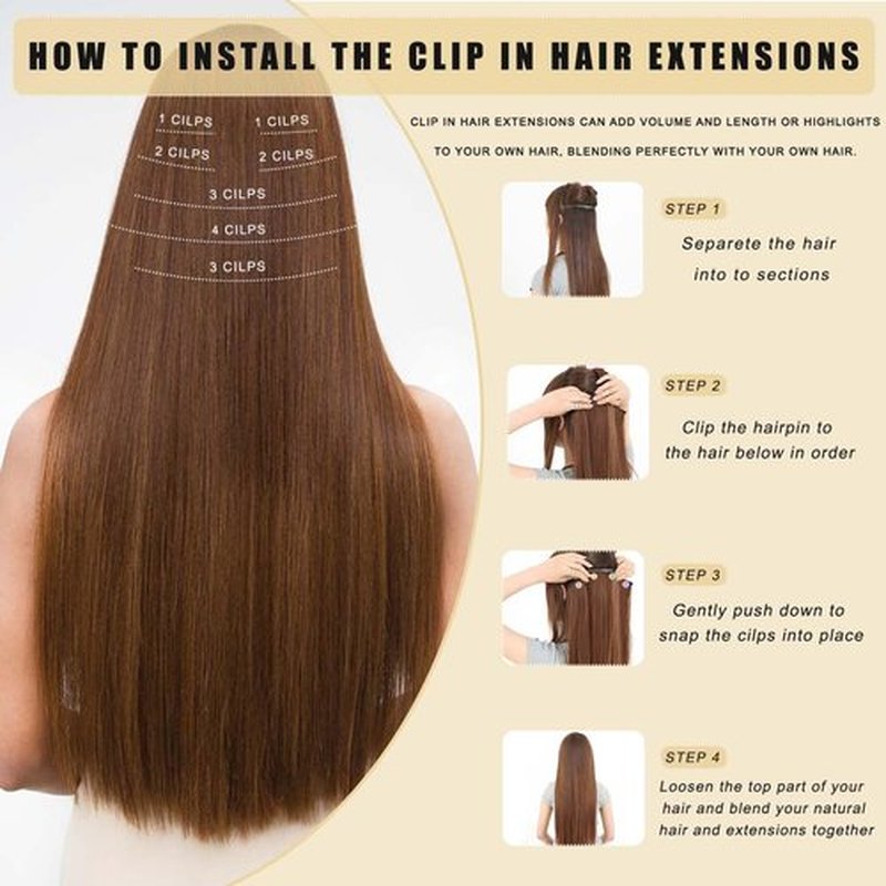 Clip in Hair Extensions,22 Inch Straight Hair Clip in Extensions Seamless Straight Hair Extensions Thick Long Synthetic Hairpieces For Women Natural Hair（Dark Blonde Highlighted Bleach Blonde）