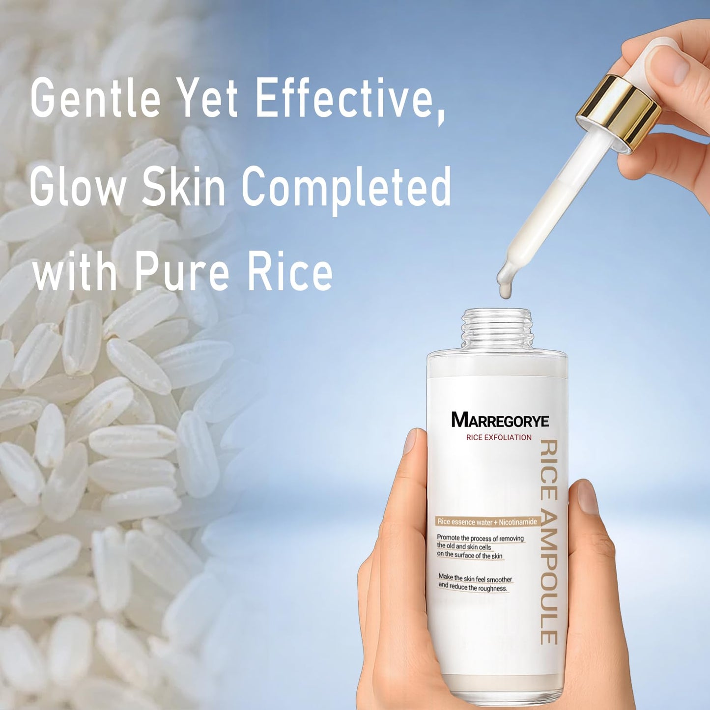 MARREGORYE Beauty Peel Shot Glow Rice Ampoule Duo Exfoliating Essence, Black Rice Exfoliant Face Scrub for Hydrating & Blackhead Remover, Body Care 100ml (Rice Exfoliant Essence)