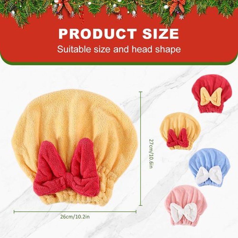 Coloday New Super Absorbent Hair Towel Wrap for Wet Hair, 2025 New Efficient Absorbent Hair Towel Wrap Microfiber Hair Towel, Upgrade Quick Drying Thickened Soft Bow Tie Hair Towel (2, Red Pink)