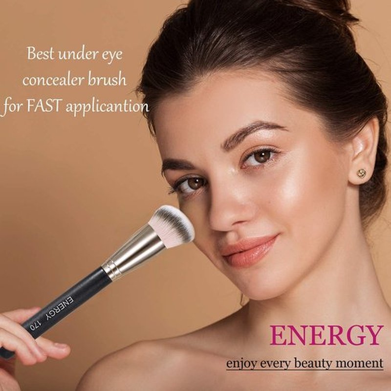 ENERGY Foundation Brush for Liquid Makeup Premium Makeup Brush for Flawless Liquid Cream Foundation Powder Cosmetics Blending Buffing Contouring Vegan Face Brush 170