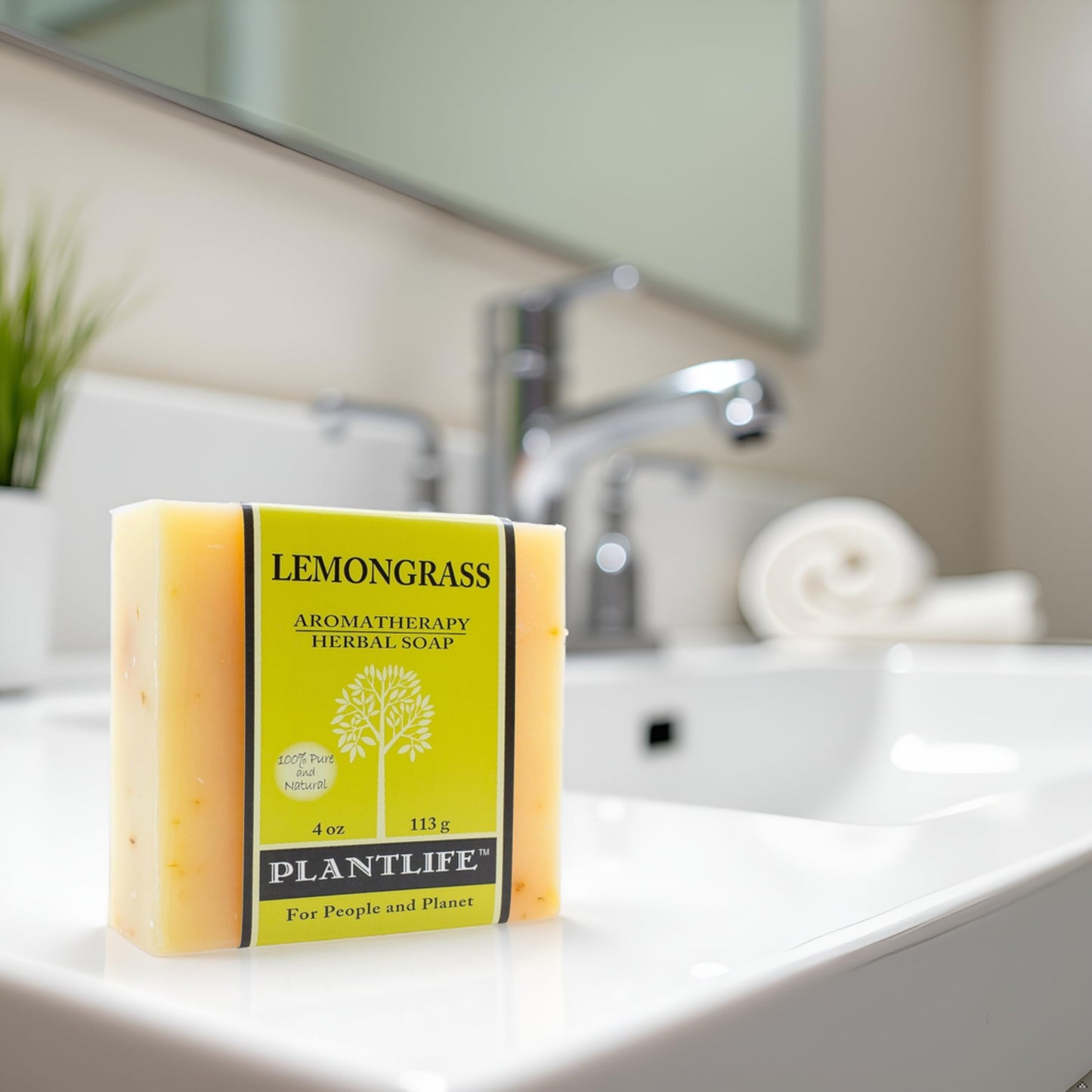 Plantlife Lemongrass 3-pack Bar Soap - Moisturizing and Soothing Soap for Your Skin - Hand Crafted Using Plant-Based Ingredients - Made in California 4oz Bar
