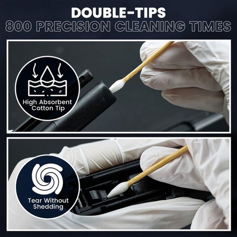 Gun Cleaning Swabs in Storage Box, Double Ended Pistol Cleaning Swabs, 6" Pointed Gun Cleaning Supplies Swabs - Lint Free, Highly Absorbent Gun Swabs for Precision Gun Cleaning, Applying (400PCS)
