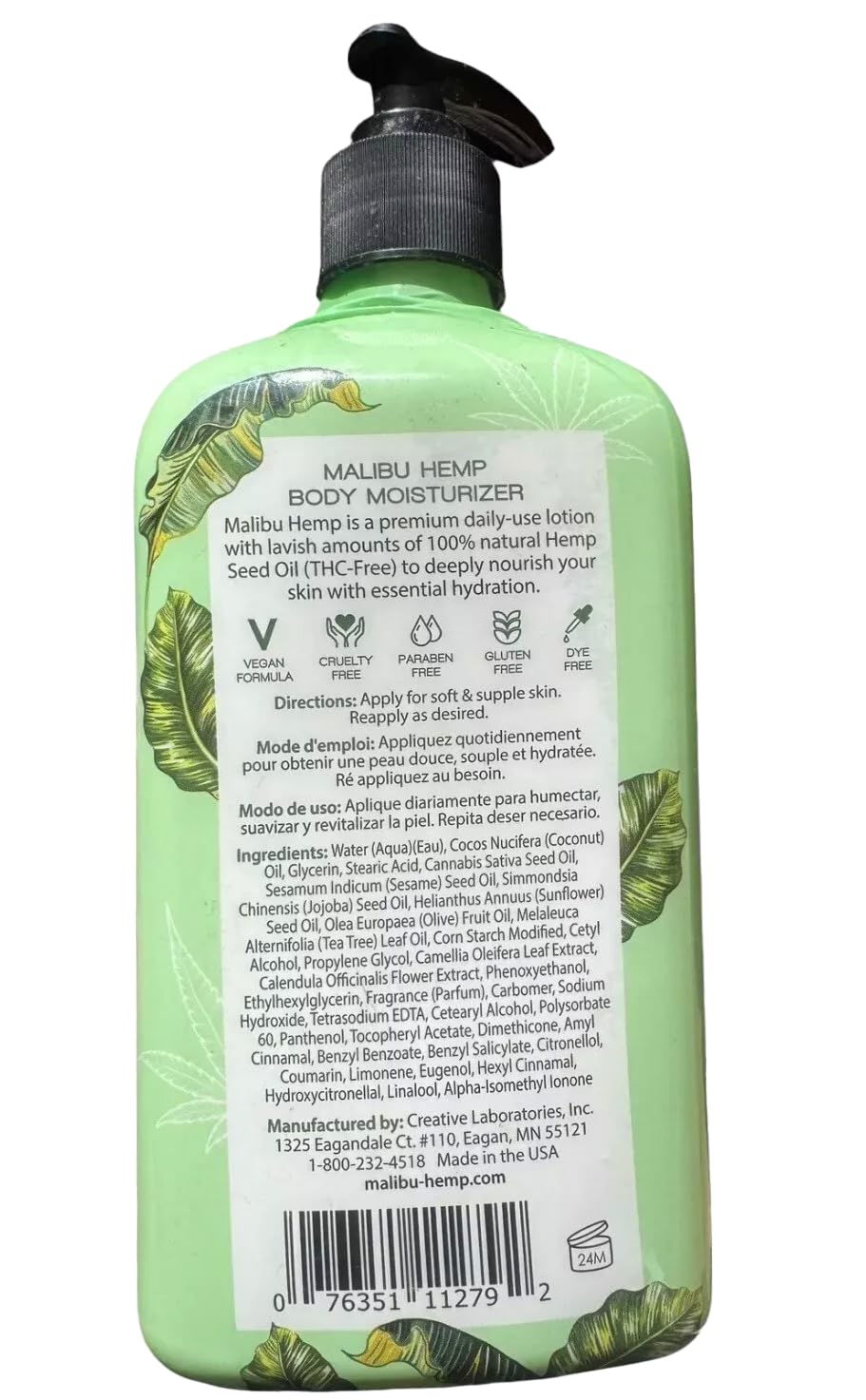 Malibu Hemp Classic Body Moisturizer, Natural Hemp Seed Oil Lotion, Vegan Formula, 18 fl oz