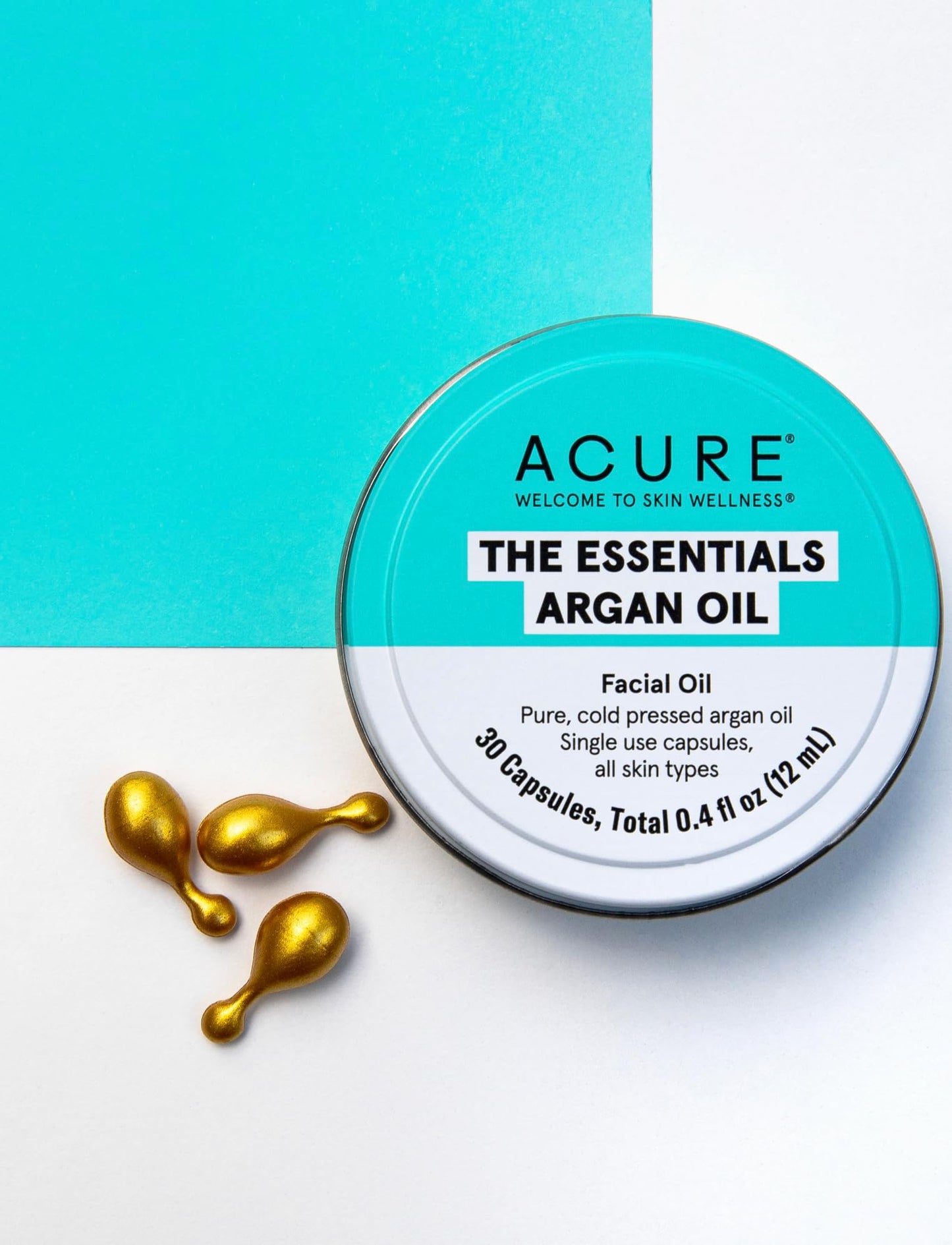 Acure The Essentials Argan Oil Capsules | Certified Organic Pure Cold Argan Oil, Single Use Capsules For All Skin Types, 30 Capsules
