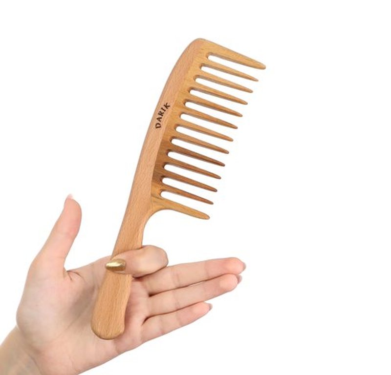 Wide Tooth Wooden Comb | Cepillo Ancho de Madera para Cabello | Natural Hairbrush | Vintage Style Hairbrush | Wood Comb for Gentle Styling | Anti-Static Hair Comb (Wide Tooth)