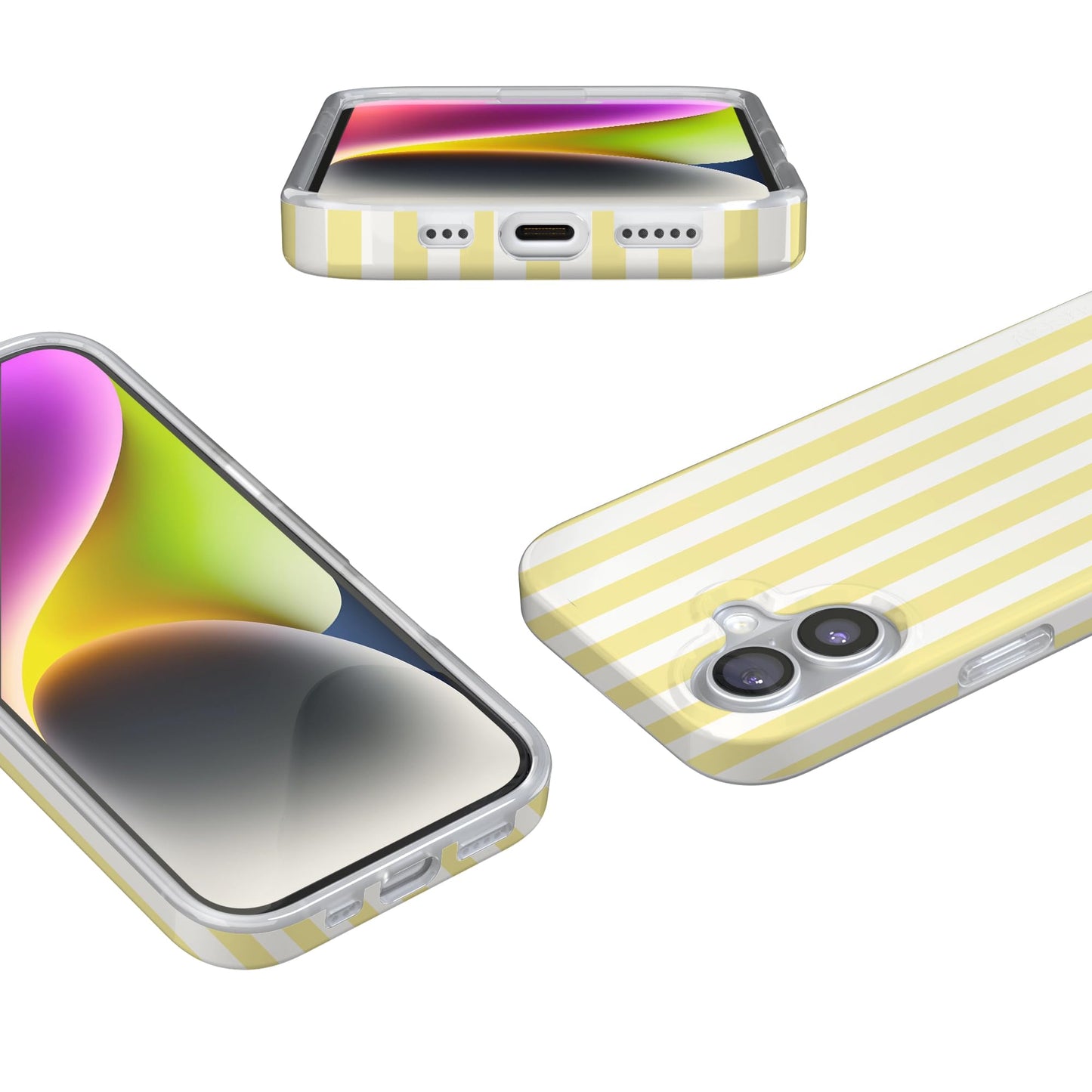 Casely iPhone 17 Case | Butter Yellow Stripes | Sunday Best | Compatible with MagSafe | Classic Ultra Slim Design