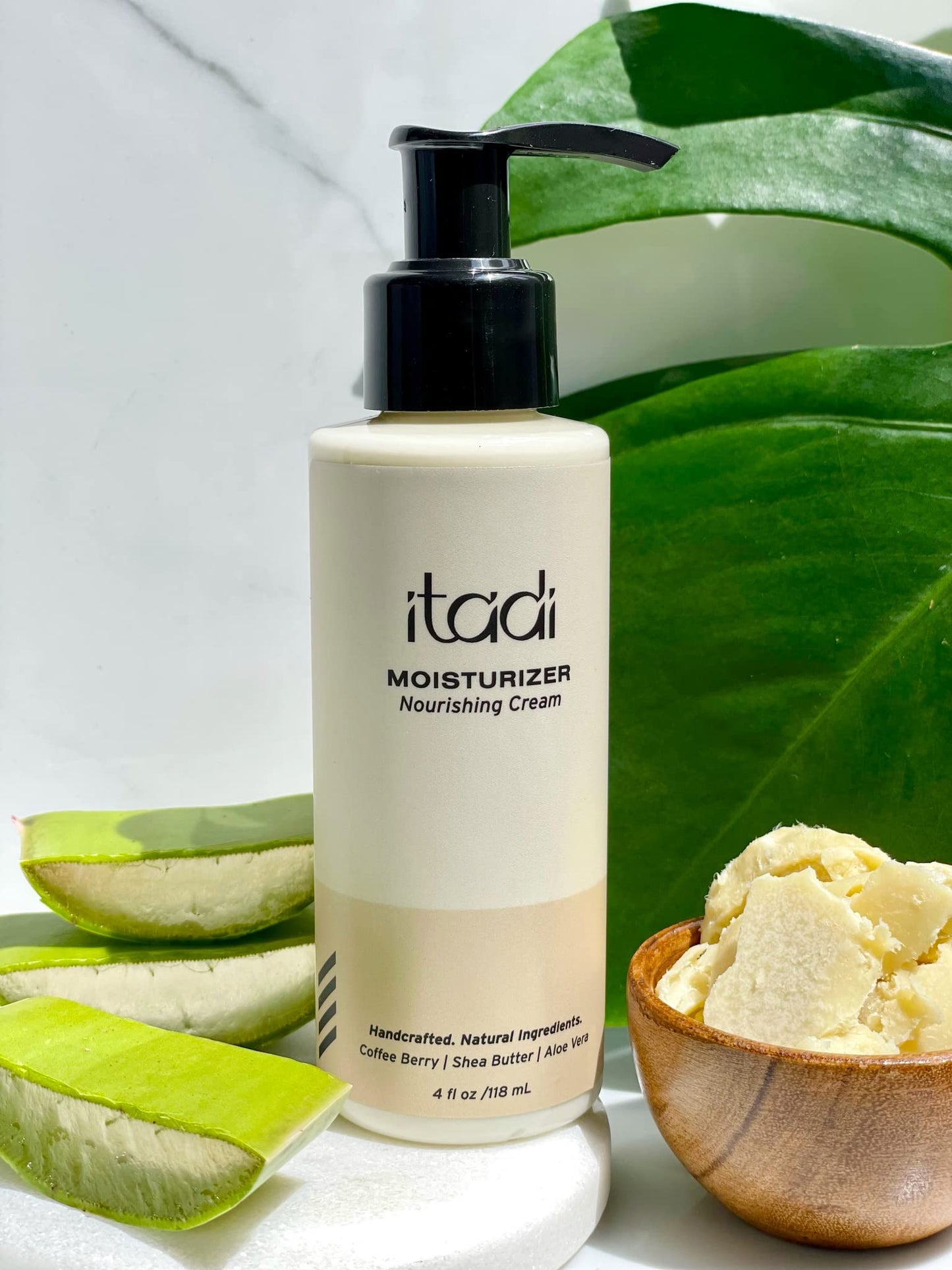ITADI Organic Natural Daily Face Moisturizer Cream | Coffee Berry, Aloe Vera & Shea Butter Infused Hydration | Soothing for Dry Skin | Lightweight Face Cream With Vitamins + Aloe Vera - 4 fl oz