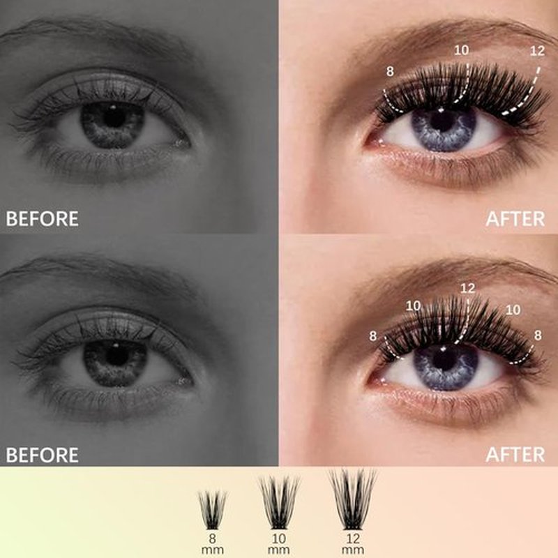 BlueSmurfs Individuals Lashes Extensions Fluffy 30D DIY Cluster Eyelashes Natural Faux Mink False Eye Lashes Multipack of 120 Mini Lash Clusters Volume (8-12mm Mix, 0.07 C Curl)