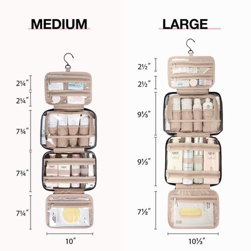 BAGSMART Toiletry Bag Hanging Travel Makeup Organizer with TSA Approved Transparent Cosmetic Bag Makeup Bag for Full Sized Toiletries, Medium-Navy
