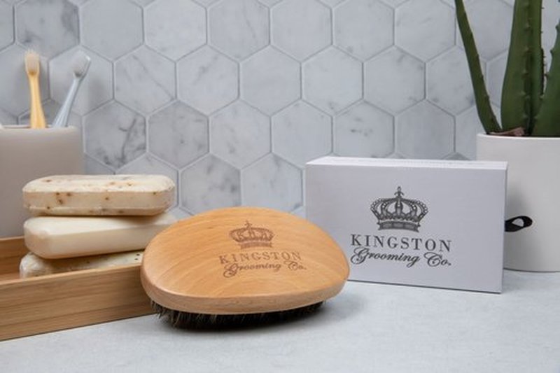 Kingston Grooming Co. Original Wave Brush for Men 360, Soft Boar Bristle Men’s Hair Brush- Perfect for Hair, Beards or Waves- Travel Box Included