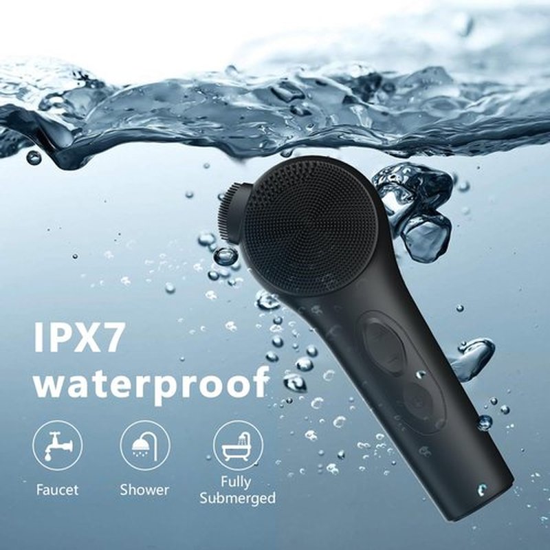 ADINC Silicone Face Scrubber, Waterproof Rechargeable Facial Cleansing Brush, 5 Cleansing Modes with Nose Brush for Men & Women Electric Face Wash Brush for Deep Cleaning, Exfoliating, Massaging-Black