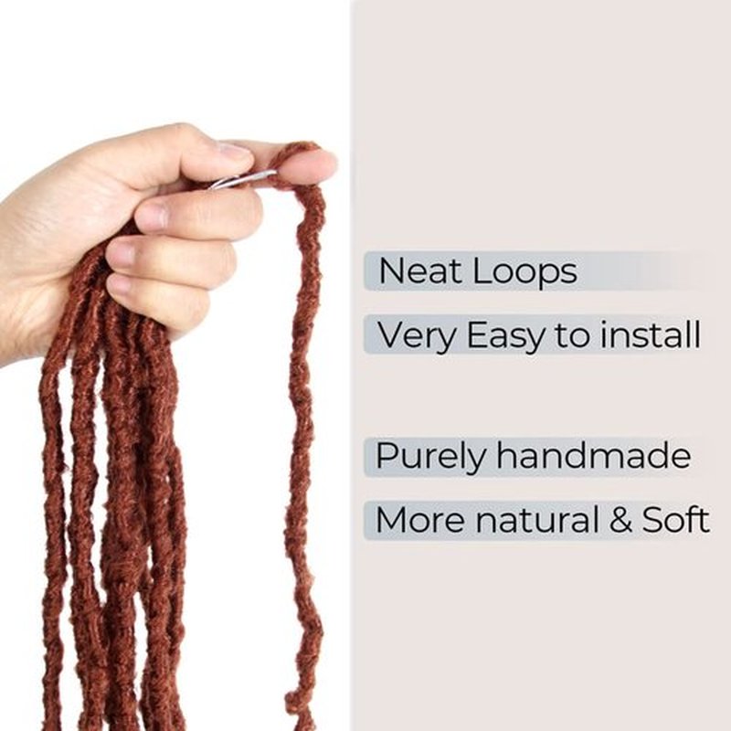 Niseyo Wild Locs 14 Inch Distressed New Faux Locs with Curly Ends 8 Packs Long Soft Pre-looped Goddess Locs Crochet Hair (350#, Ginger Red)
