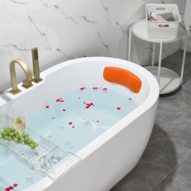 Guluto Bath Pillow, Bathtub Pillow with Self Suction, Waterproof Bath Pillows for Tub Head and Neck Support, Relaxing Bath Tub Pillow for Soaking, Spa Accessories Orange
