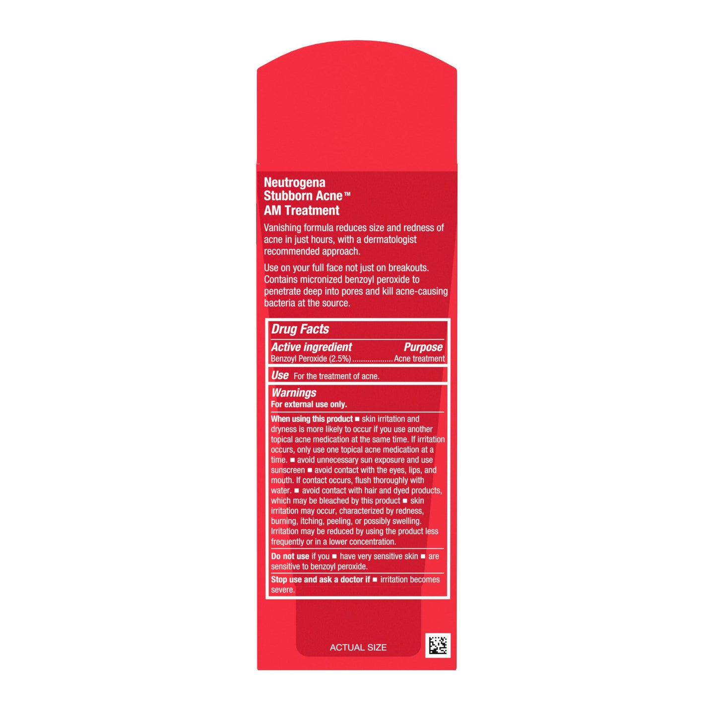 Neutrogena Stubborn Acne AM Face Treatment with 2.5% Micronized Benzoyl Peroxide Acne Medication, Oil-Free Daily Facial Treatment Reduces Size & Redness of Breakouts, Paraben-Free, 2.0 oz (Pack of 12)