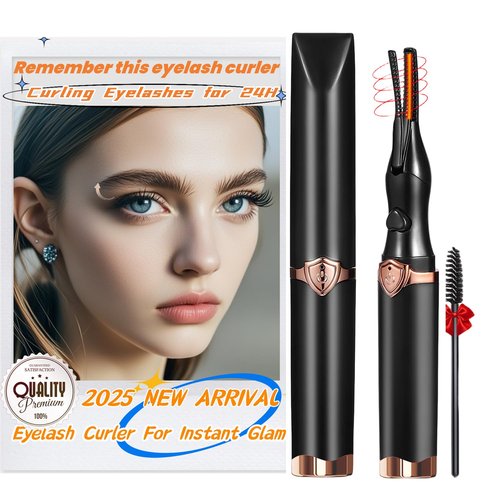 Heated Eyelash Curler - Fast Heat up in 8s - 3 Heat Modes with USB Rechargeable - Electric Eyelash Curler - Natural Curling 24 Hours Long Lasting - Anti-Burn Eyelid, Brown Black