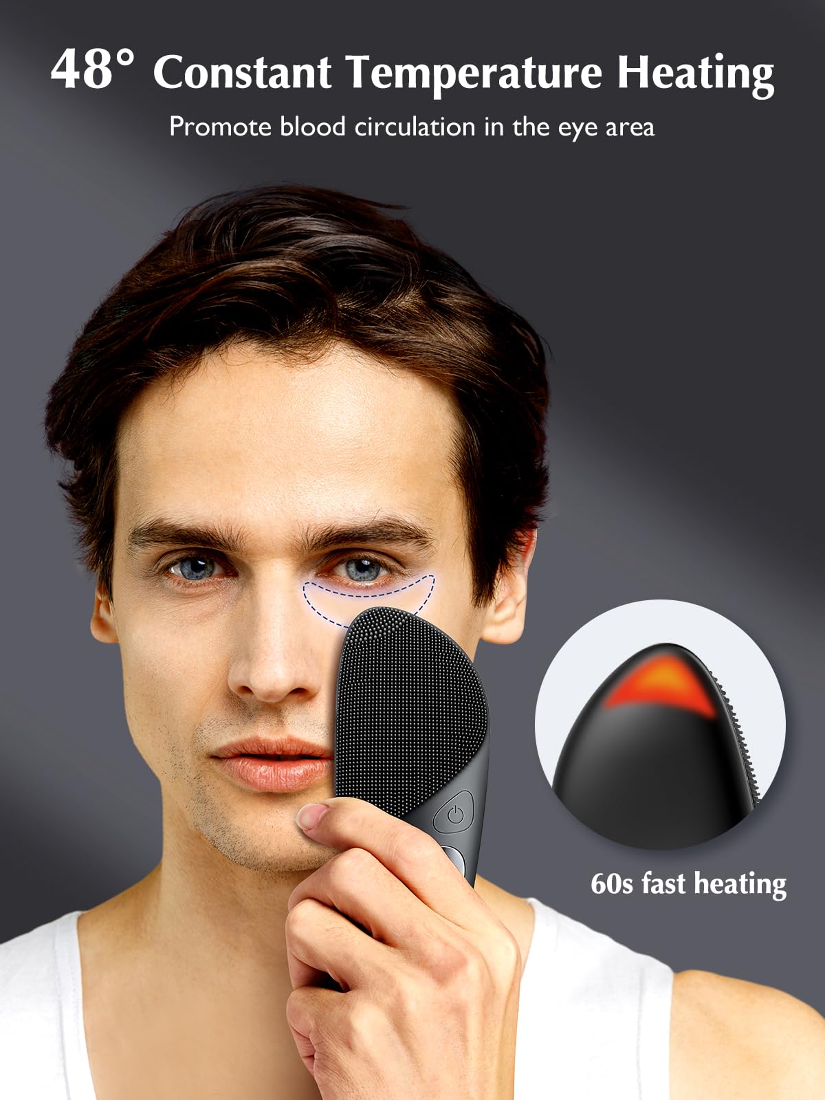 COSLUS JMY05 Silicone Face Scrubber Facial Cleansing Brush, Heat Eye Care