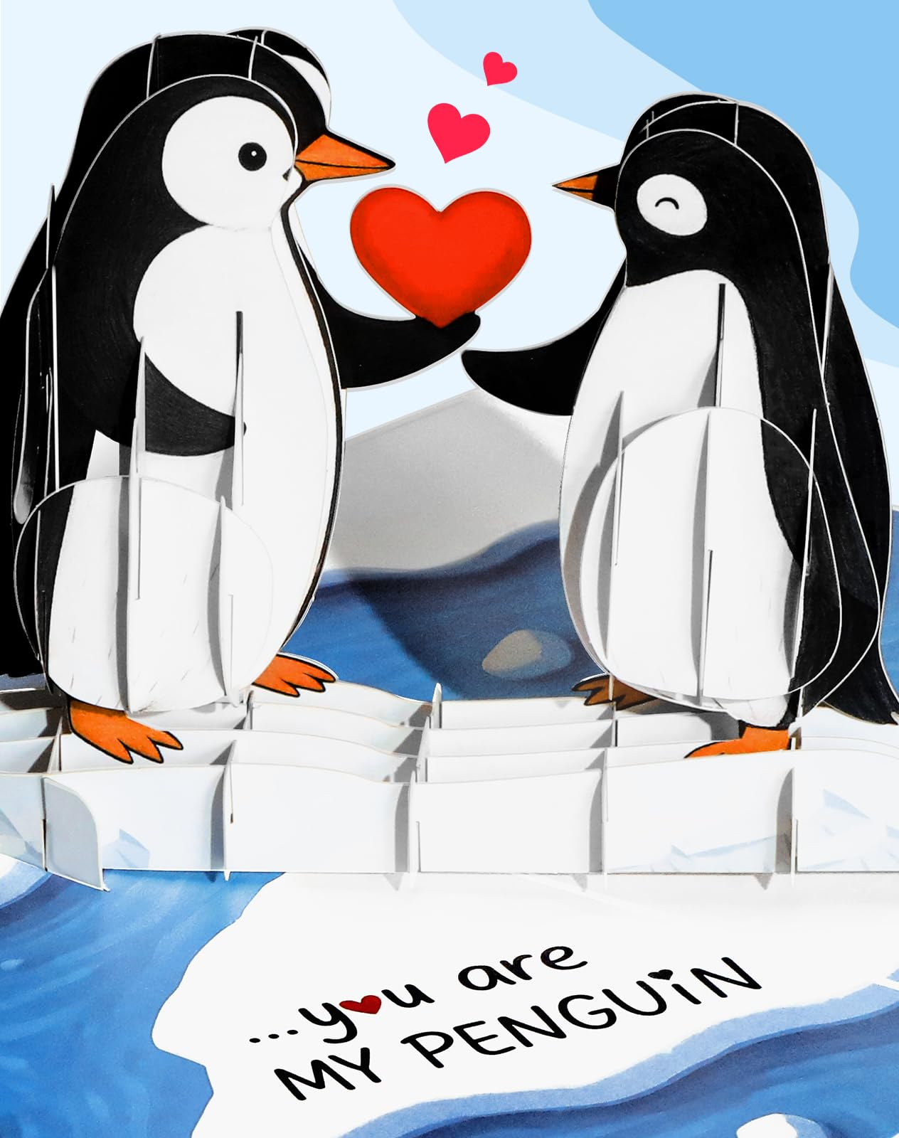 Coralogo Pop Up Anniversary Card - "You Are My Penguin" 3D Romantic Anniversary Pop Up Card Cute Valentines Day, Birthday, Wedding Cards with Envelope Gift for Her, Him, Wife, Girlfriend, Boyfirend, Husband