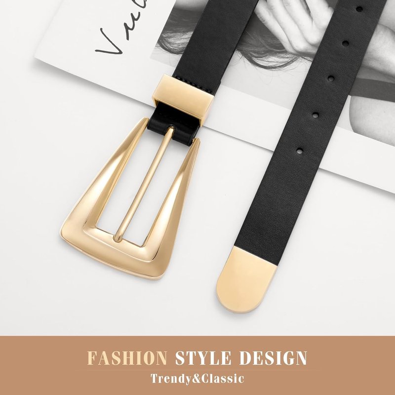 Stylish Women's Leather Belts for Jeans - Fashion Waist Belt with Gold/Silver Buckle | Versatile Accessories