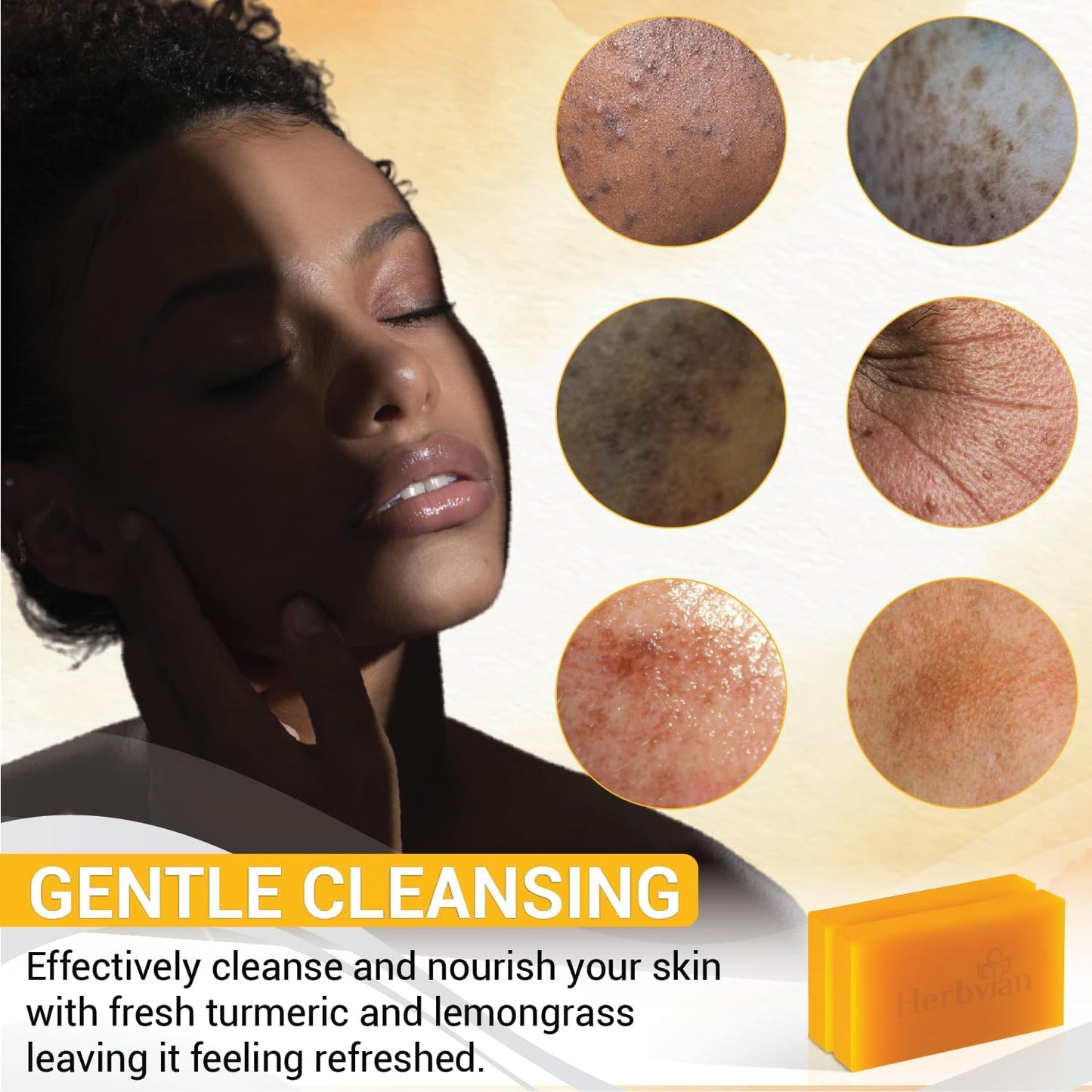Herbvian Natural Turmeric Vietnames Soap Bar with Lemongrass Oil 3 Pack