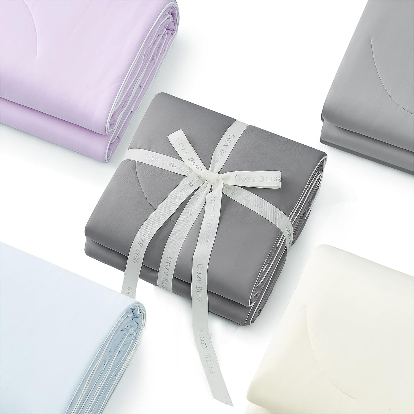 Cozy Bliss Cooling Comforter Queen Size, Reversible Lightweight Cooling Blankets for Hot Sleepers and Night Sweats, Q-Max>0.45 Soft Breathable Silky Smooth Summer Comforter, Dark Grey, 90"x90"