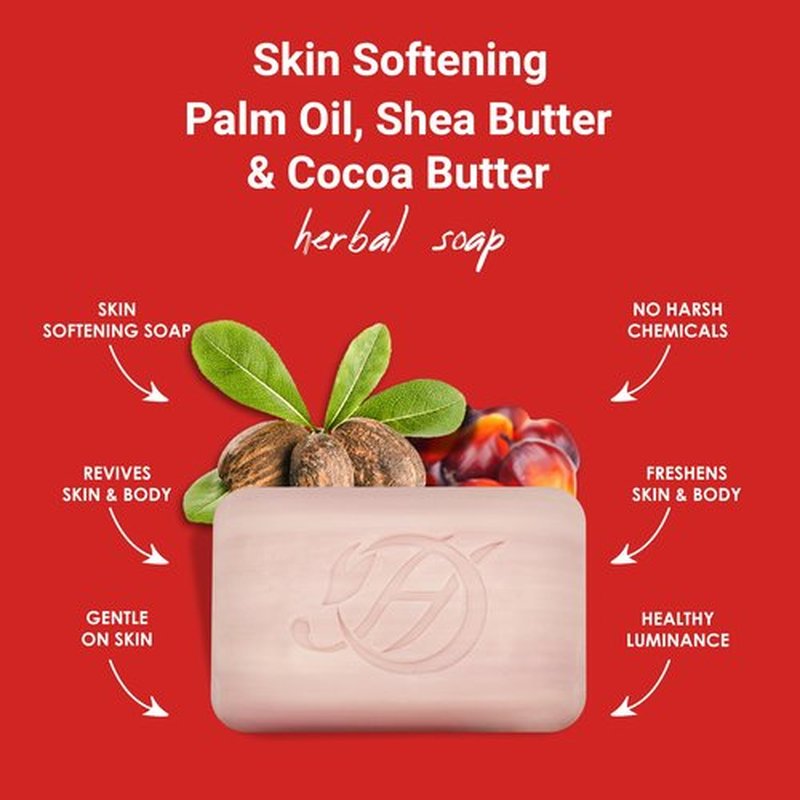 HERBOGANIC Palm oil, Shea Butter and Cocoa Butter Herbal Soap | Pack of 3 of 5oz soap Bar | Natural Bar Soap for Face and Body | Hydrating and Nourishing | Suitable for Men and Women