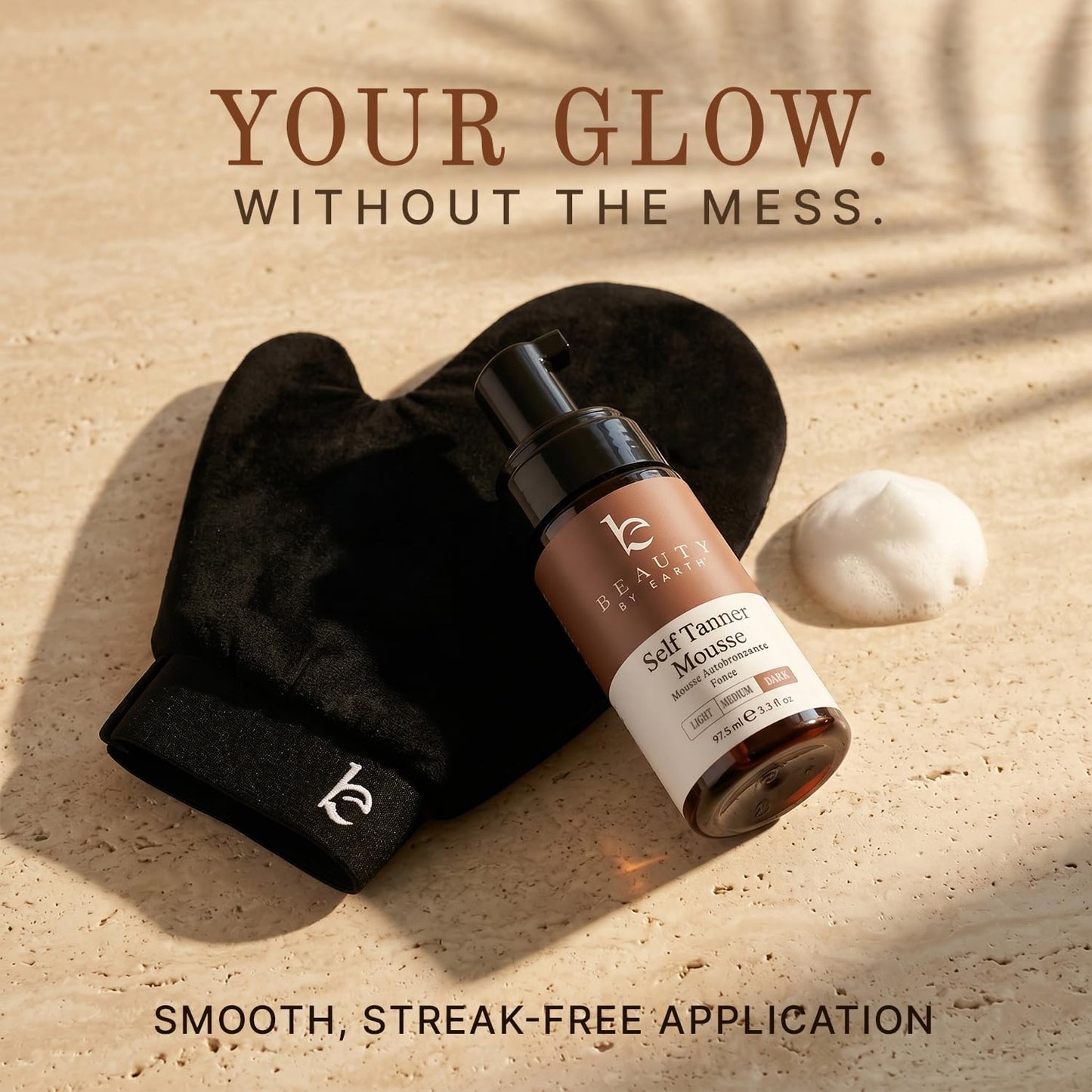 Self Tanner Tanning Mousse Kit - USA Made with Natural & Organic Ingredients, Self Tanner Mousse and Mitt, Tan Kit, Fake Tan Tanning Foam, Ultra Dark, Sunless Tanners Best Sellers