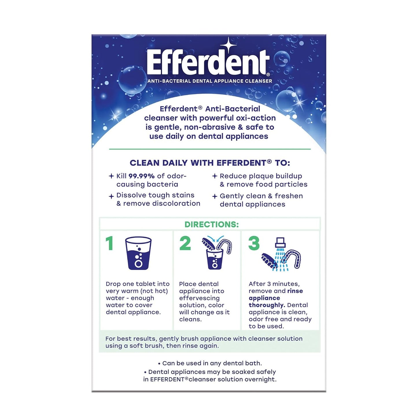 DenTek Night Guard for Teeth Grinding + Efferdent Cleanser Tablets, 90 Count