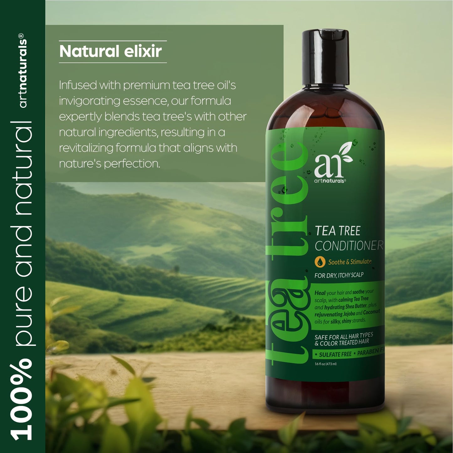 artnaturals Tea Tree Conditioner 16 Fl Oz - Sulfate Free – Made w/ 100% Pure Natural Therapeutic Grade Tea Tree Essential Oil - For Dandruff, Sensitive, Itchy, Dry scalp - For Men & Women