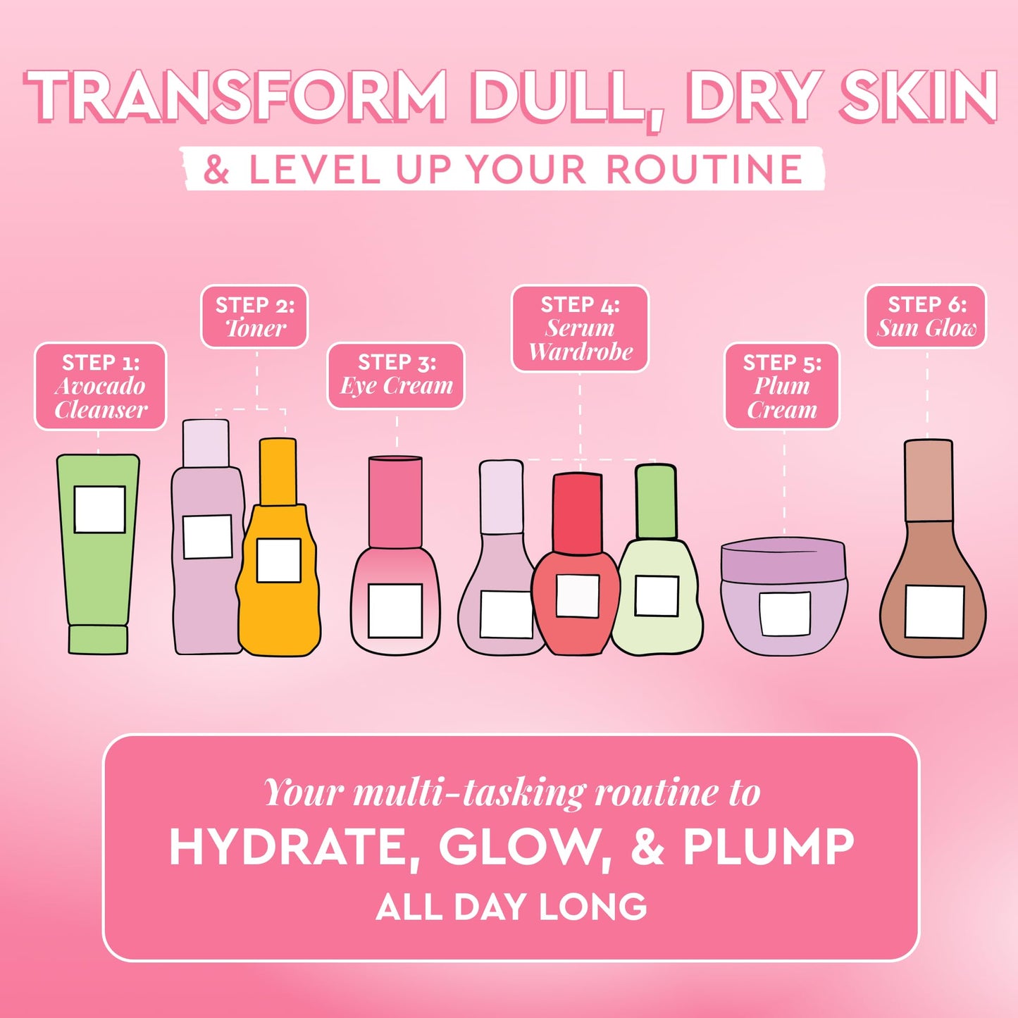 Glow Recipe Library Skincare Gift Set - Avocado Face Wash + Face Serum + Facial Toner + Guava Eye Cream + Hyaluronic Acid Moisturizer + Dew Drops + Strawberry Smooth Serum + 2 Hair Clips (10 Count)
