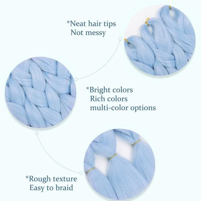 Maysa Jumbo Braiding Hair Extensions 24in Baby Blue Braiding Hair Pre stretched 6Packs Soft Synthetic Hair for Braiding #Light Blue