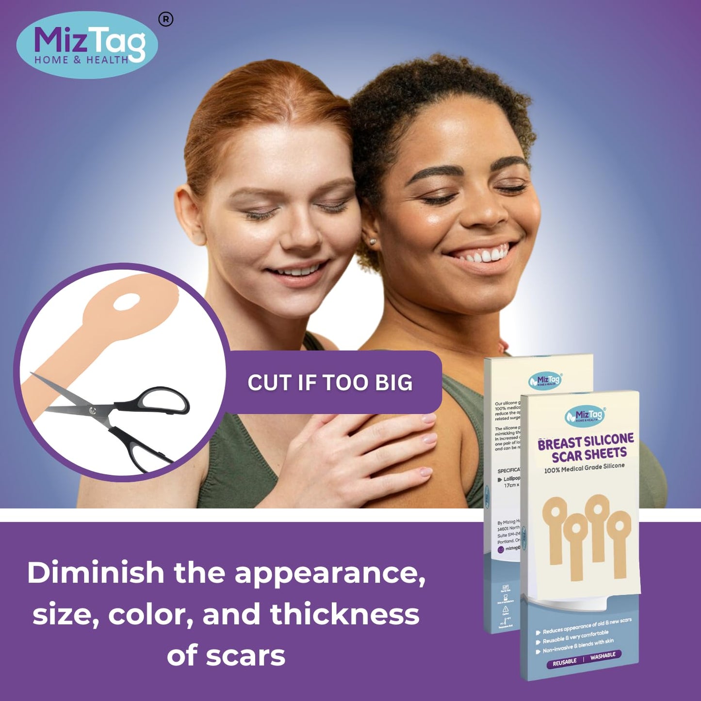 Silicone Scar Sheets for Breast Lift Mastopexy – Medical Grade Reusable Breast Surgery Scar Sheets – Soft Flexible and Comfortable Under Post-Op Bra