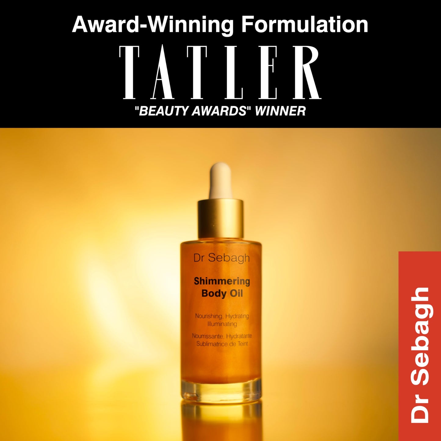 Dr Sebagh Shimmering Body Oil – Hydrating Dry Oil, Golden Shimmer, Vitamin E Nourishment, Soothes Sensitivity, Bronzed Glow for All Skin Tones (1.7 fl oz)