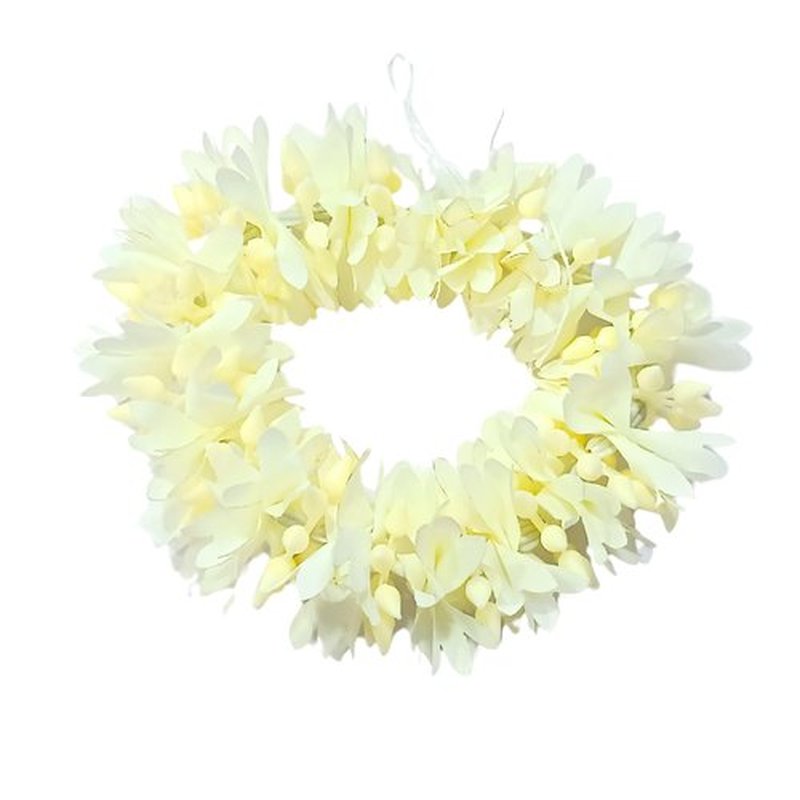 Handmade Artificial Flower Plastic Mogra Gajra Veni Garland for Hair Off White 13 Inch long Juda Bun Realistic Hair Accessory (Design 3, medium)