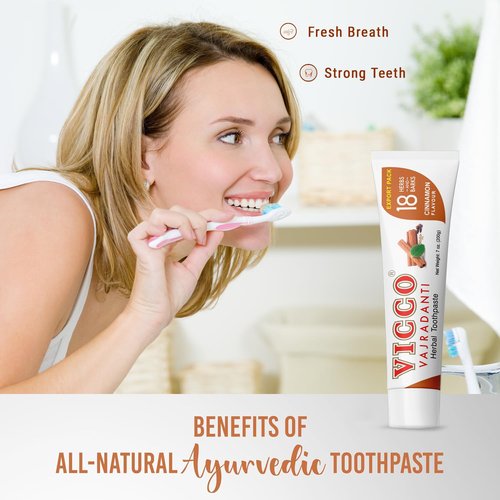 Vicco Vajradanti Herbal Toothpaste with Cinnamon Flavour - Contains 20 Ayurvedic Herbs and Barks, 100% Natural, Vegan & Cruelty-Free - 7 oz (Pack of 3)
