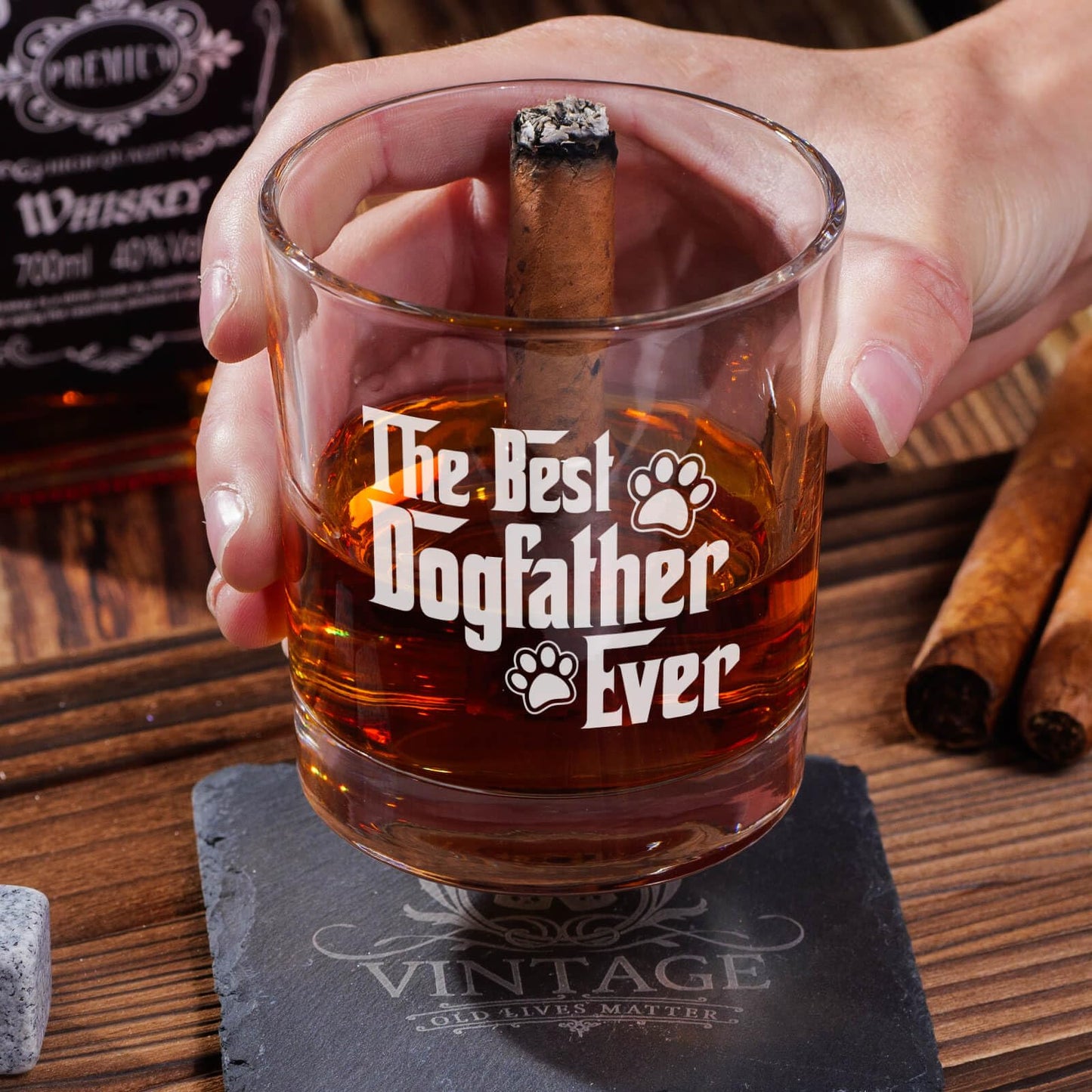 Dog Dad Gifts for Men, Christmas The Best Dogfather Whiskey Glasses for Men