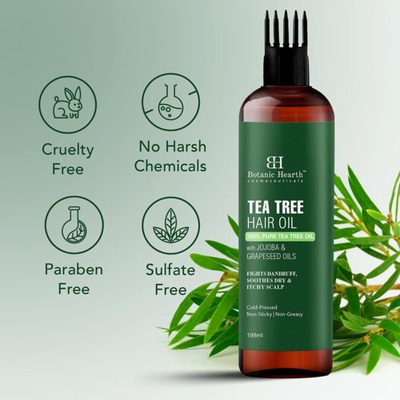 Botanic Hearth Tea Tree Oil for Hair | With Jojoba & Grapeseed Oils | Soothes Itchy Scalp & Fights Dandruff | Non GMO Verified | 6.7 fl oz