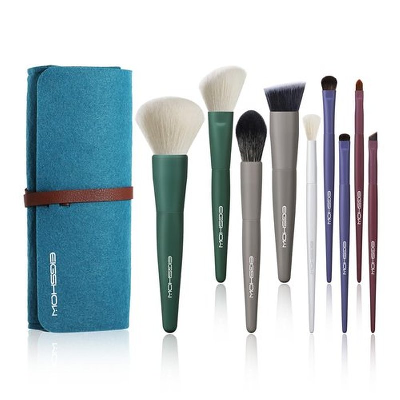 Makeup Brushes, EIGSHOW 5 Color Essential Kabuki Makeup Brush Set with Ultra-soft Synthetic Fibers for Powder Blush Concealers Contouring Highlighting Birthday Gift Set Travel Makeup Brush(Cool Color)