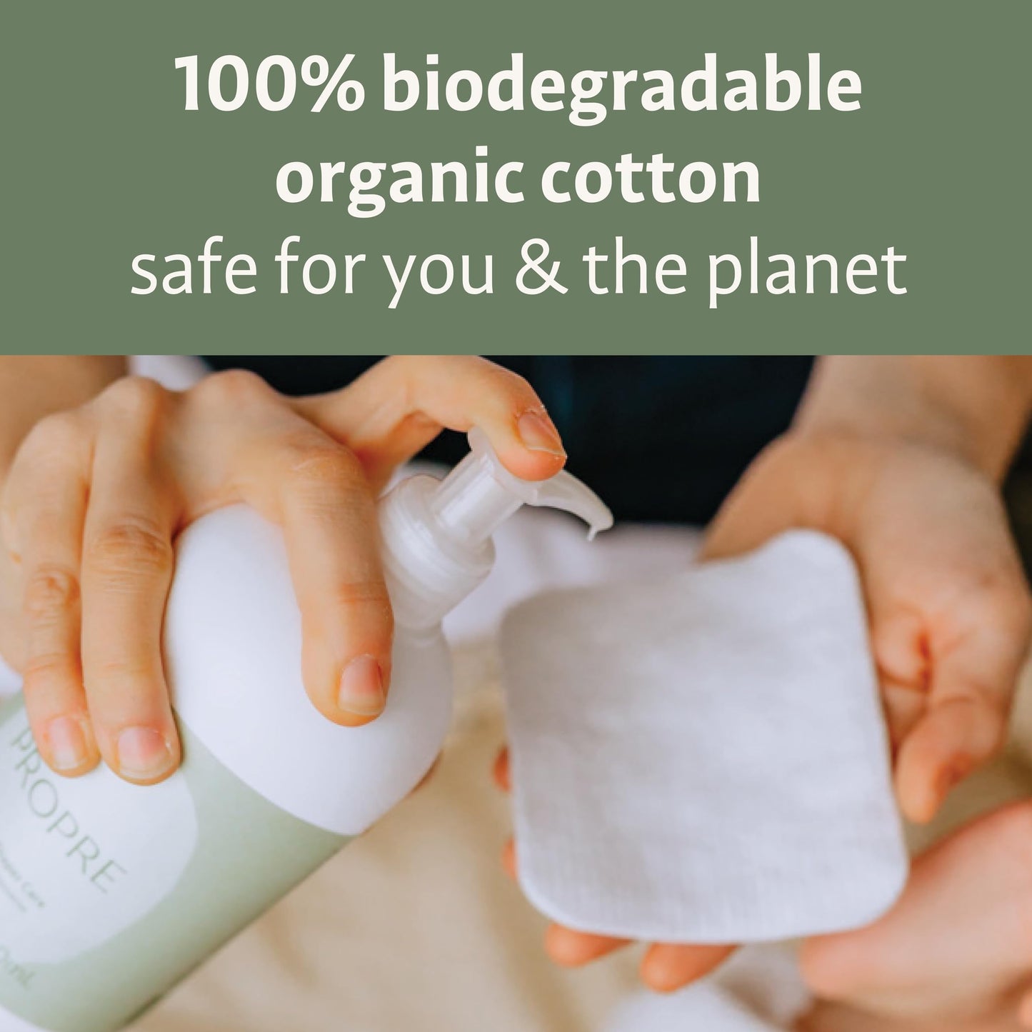 Propre Baby XL Premium European Style 100% Organic Cotton Pads – GOTS Certified, Dry Wipes – Ultra-Thick & Lint-Free for Sensitive Skin, for Diaper Changes and Make up Removal (60ct)