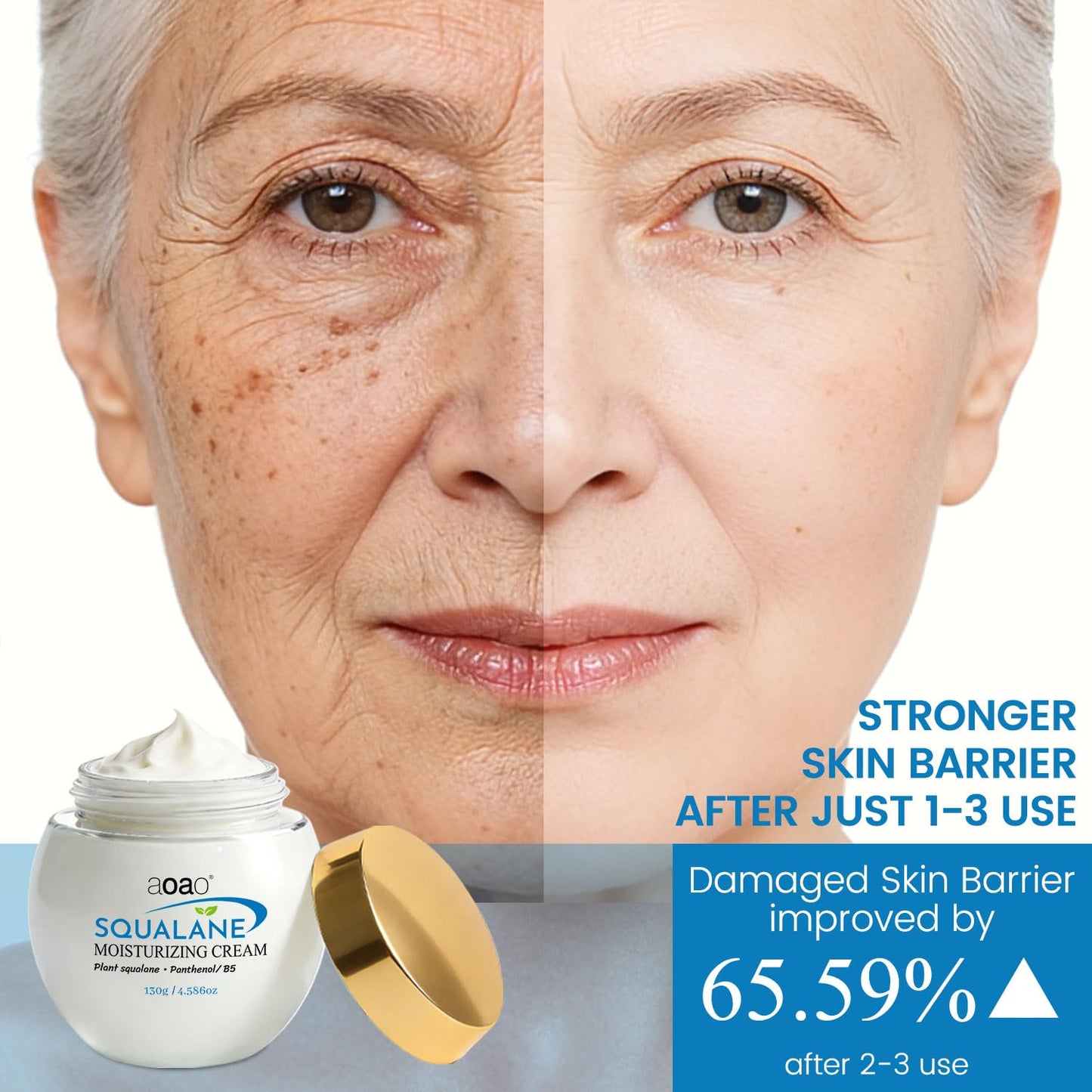 Squalane Face Cream, Ceramide Face moisturizer for Women with Hyaluronic Acid & Panthenol, Moisturizing Treatment for Dry Sensitive Damaged Skin, Nourishing Plant-Derived Formula, 4.59oz (Fresh)