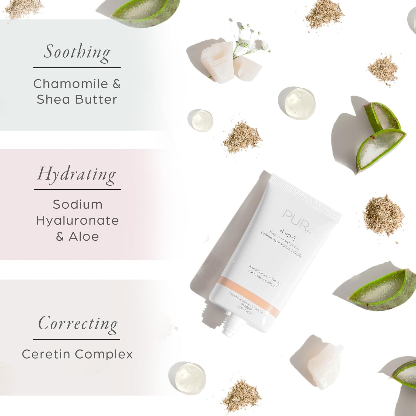PÜR MINERALS 4-in-1 Tinted Moisturizer with SPF 20 - Hydrating Skin Tint Face Moisturizer, Primer & Foundation with Shea Butter, Aloe Vera & Vitamin B3 - Vegan Friendly, Paraben Free (Dark)