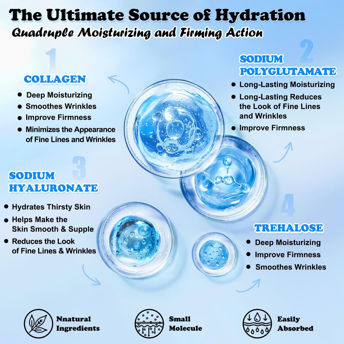 MISSEDSEN Collagen Face Mask with Hyaluronic Acid, Vitamin E Oil for Skin Care Hydrating, Moisturizing, Brightening & Anti Aging Face Masks Skincare for Oil, Dry, Acne, Sensitive All Skin Types 12PCS