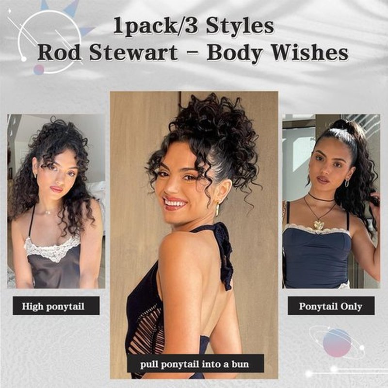 FREEMEIGE Ponytail Extension for Black Women Drawstring Ponytail Long Curly Wavy Ponytail 20Inch Synthetic Clip in Ponytail Hair Extensions
