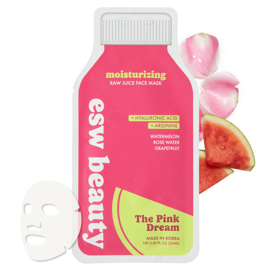 ESW Beauty The Pink Dream Moisturizing Korean Face Mask – Vitamin C, Hyaluronic Acid & Vitamin E for Hydration, Sensitive Skin & Dewy Glow – Skincare Gifts for Women
