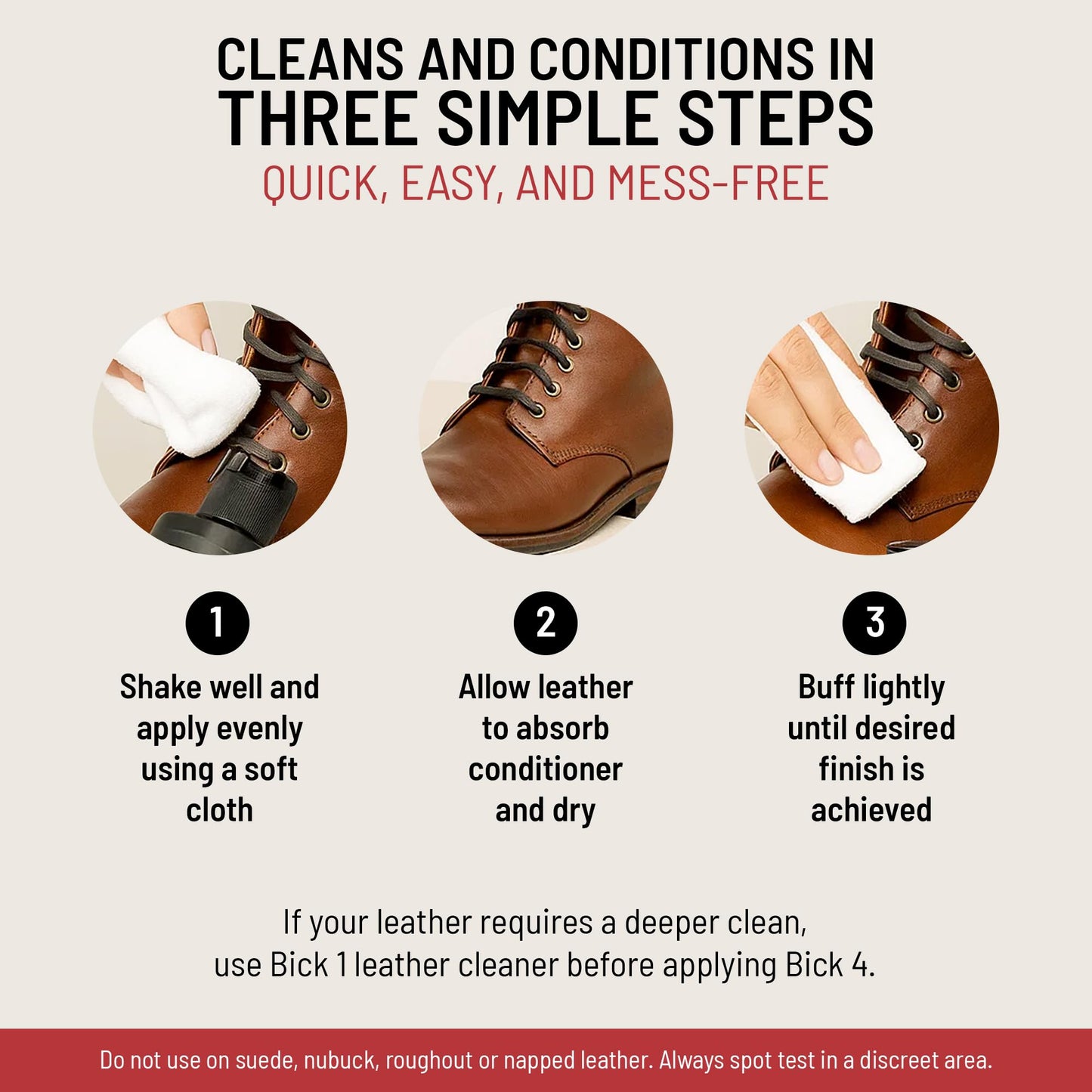 Bick 4 Leather Conditioner & Cleaner, Won't Darken Boots, Couch, Bags 8 oz