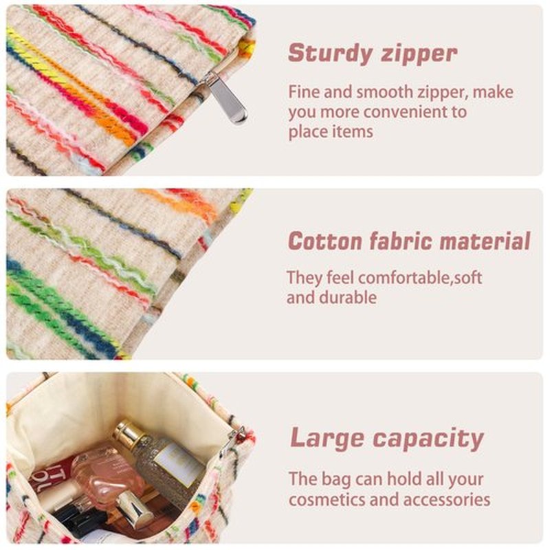 ZLFSRQ Makeup Bag Travel Cute Cosmetic Bag for Women Large Capacity Rainbow Makeup Pouch Zipper Cosmetic Pouch for Purse Aesthetic Makeup Organizer Bag Portable Toiletry Bag