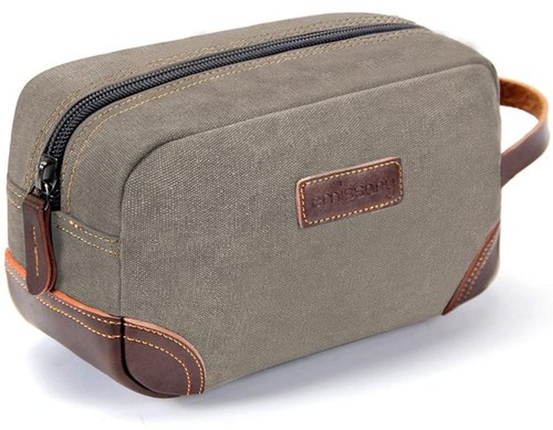 emissary Mens Travel Toiletry Bag, Dopp Kit for Men, Travel Bathroom Bag Shaving Kit Bag for Men, Travel Kit Small Bag for Travel (Light Gray)