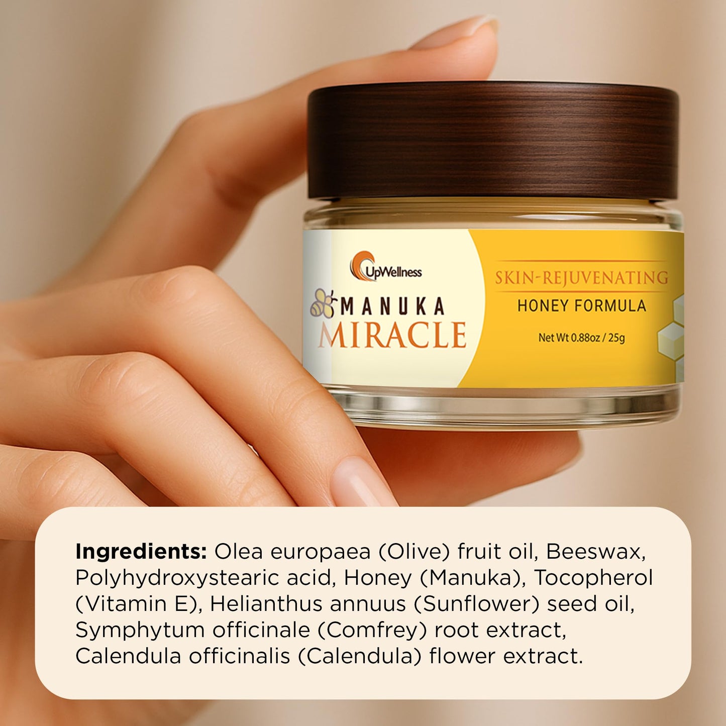 UpWellness Manuka Miracle - 100% Natural Manuka Honey Lotion - Manuka Honey Cream for Smooth, Radiant Skin - Physician-Formulated