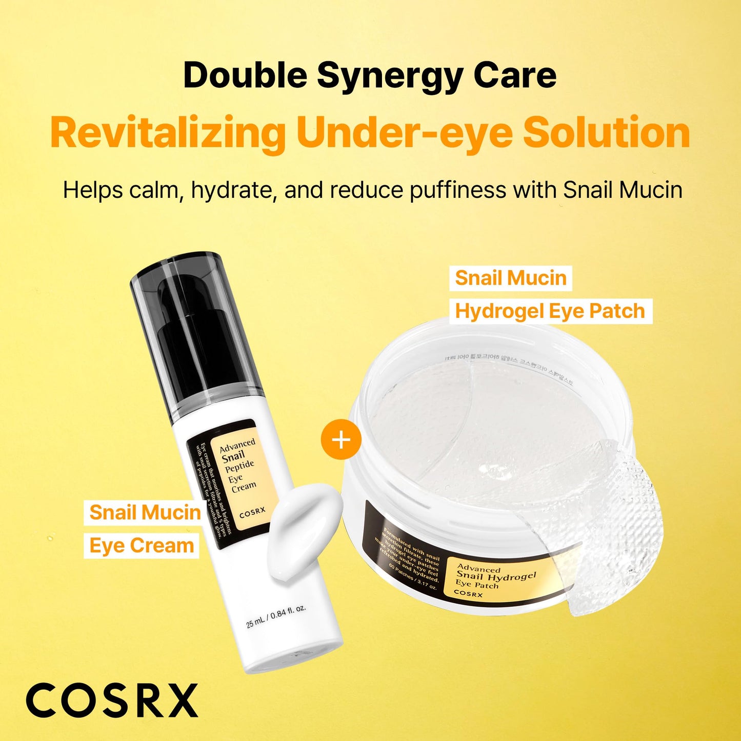 COSRX Advanced Snail Mucin Hydrogel Eye Patch for Fine Lines & Dry Under Eyes, Gel Serum Mask, Hydrating Under Eye Patches (60), Snail Eye Patches, Korean Skin Care