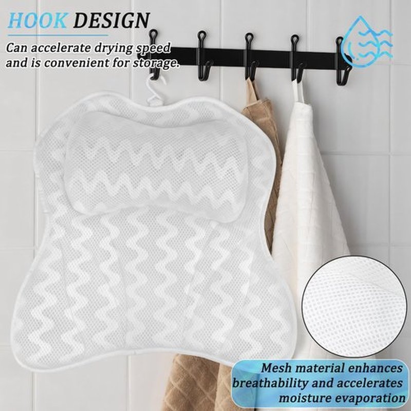 Bath Pillow,Ultimate Comfort Bath Tub Pillows for Head and Neck - Luxury Bath Pillow for Women - Relaxing Bath Pillows for Tub with a Non-Slip mat- Enjoy a Spa-Like Experience at Home, Non-Slip Mat