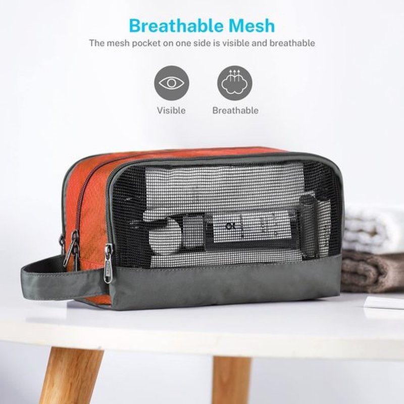 Gonex Travel Toiletry Bag Nylon, Dopp Kit Shaving Bag Toiletry Organizer Orange